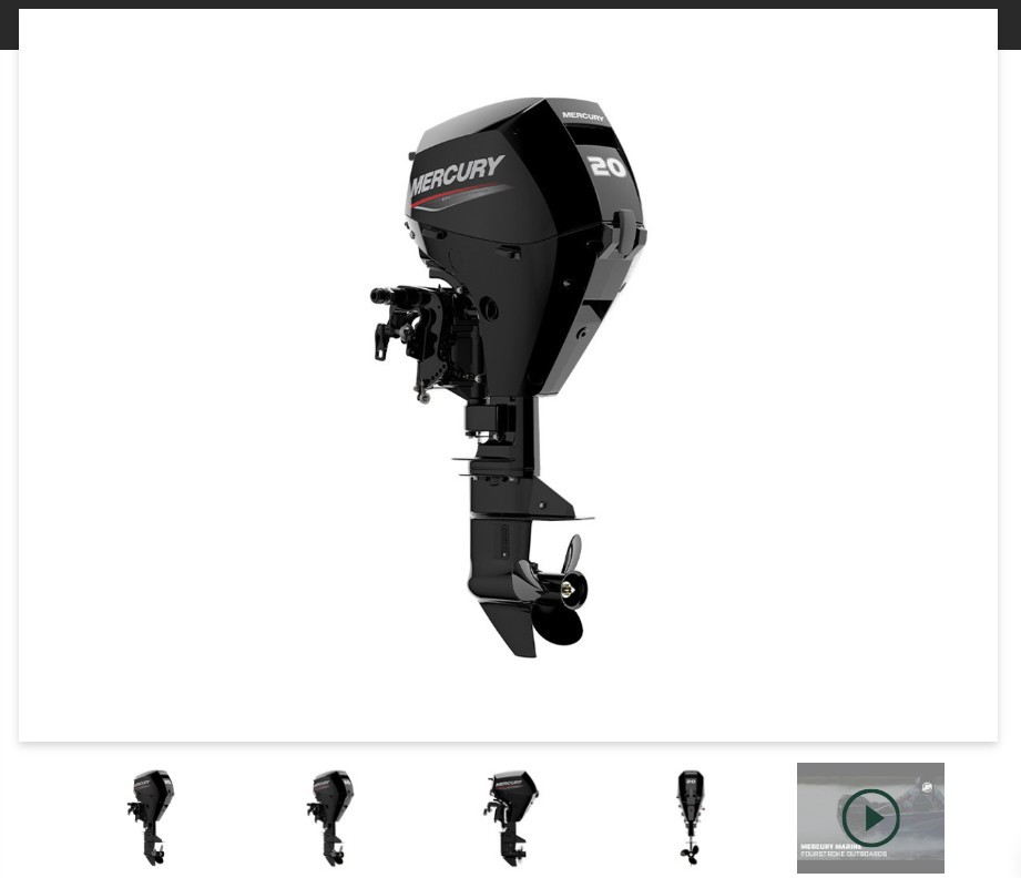 Motor fueraborda Mercury 20 hp | Arranque eléctrico, mando a distancia, eje de 15" | 20EPT